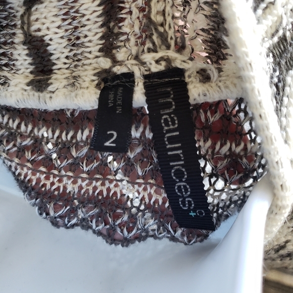 Maurices 2 2X Draped Front Sweater Cardigan Long Sister Cream Olive Green Layer - Picture 8 of 10